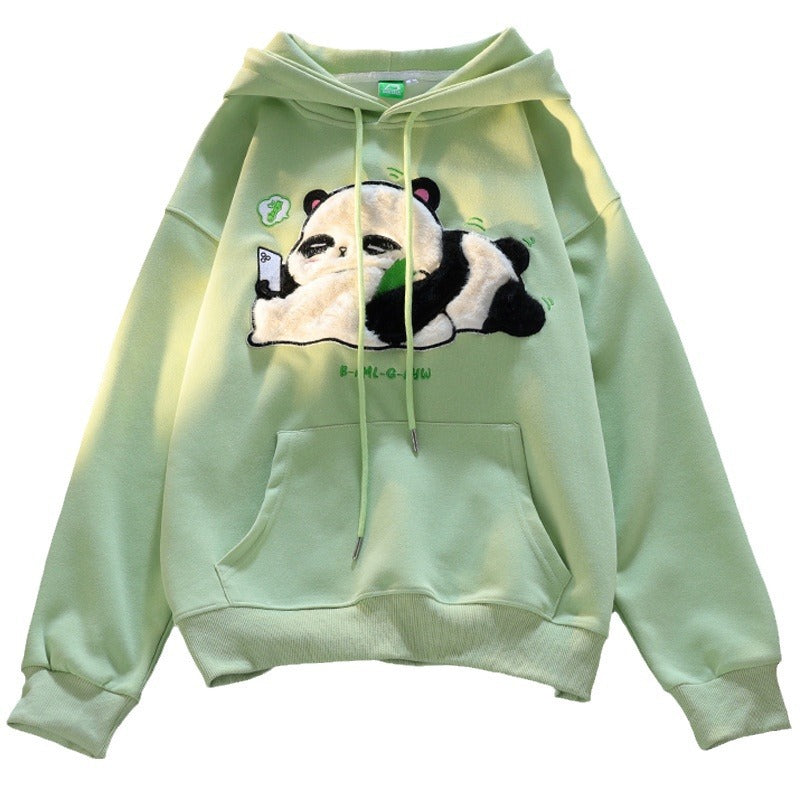 Flocking Cute Panda Hooded Sweater Women