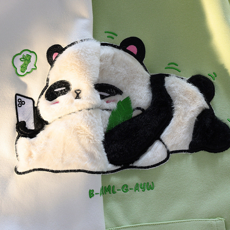 Flocking Cute Panda Hooded Sweater Women