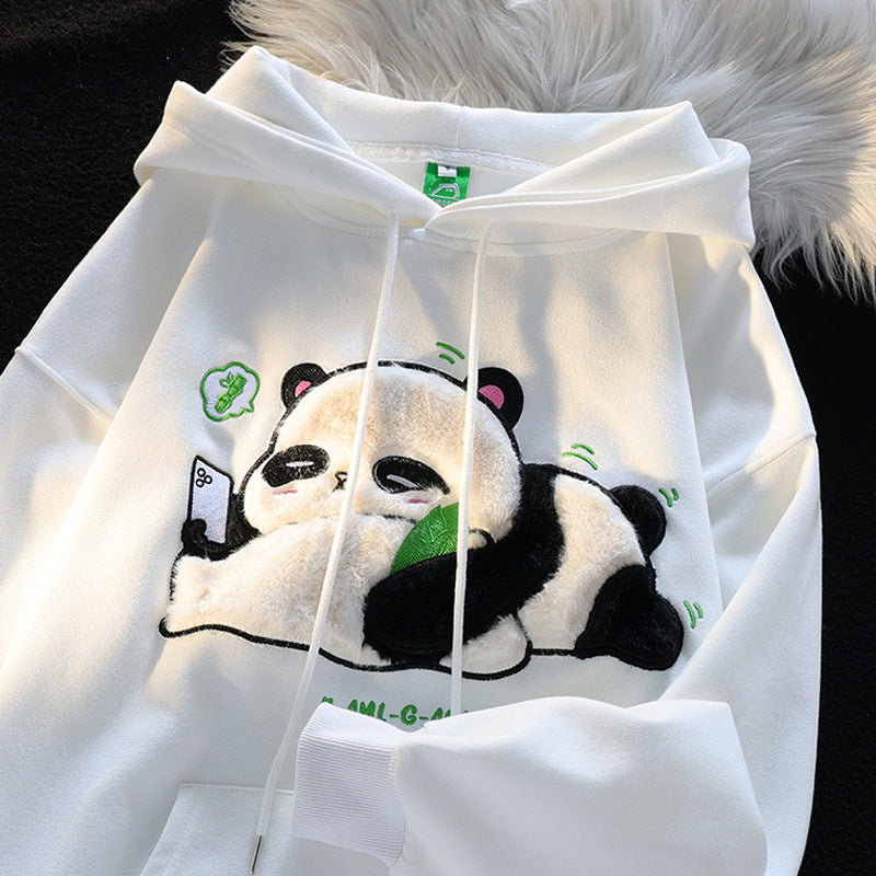 Flocking Cute Panda Hooded Sweater  Women