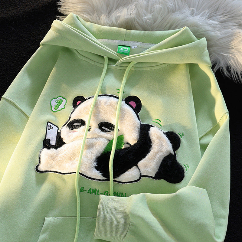 Flocking Cute Panda Hooded Sweater  Women